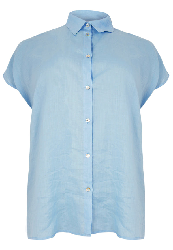 Yoek Mouwloze Blouse - Light Blue