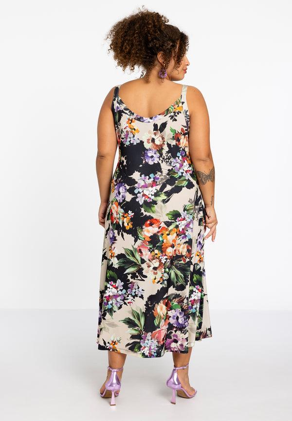 Yoek Mouwloze Jurk BOUQUET - Mid Brown