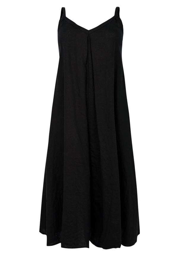 Yoek Mouwloze Jurk LINEN - Zwart