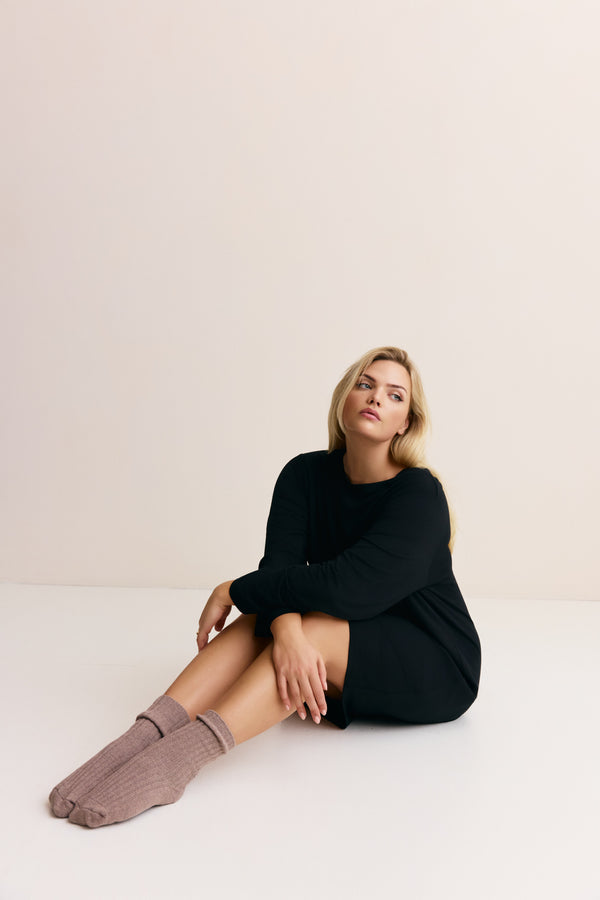 yoek Oversized jurk LOUNGE - Zwart