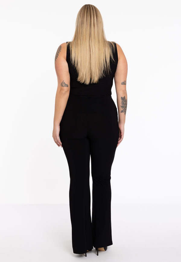 Yoek Pantalon Met Tailleband Flare DOLCE - Zwart