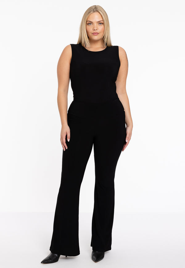 yoek Pantalon met tailleband flare DOLCE - Zwart