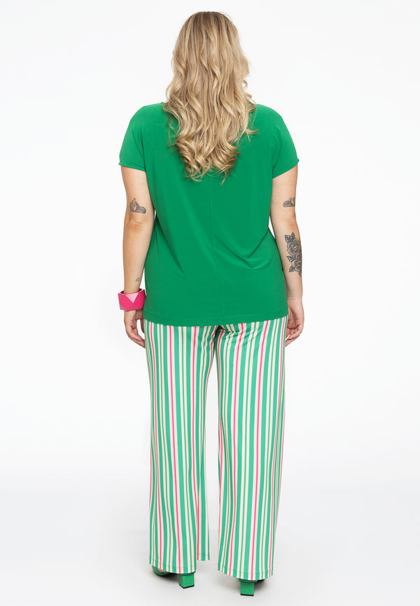 Yoek Pantalon Wijd STRIPY - Groen
