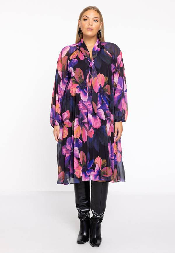 Yoek Plissé Jurk CARA - Zwart