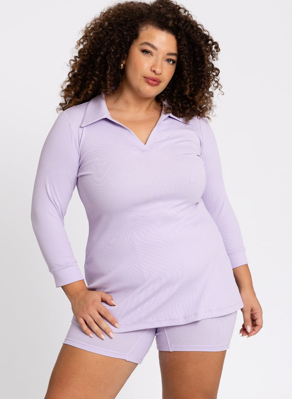 yoek Polo-tuniek flare LOUNGE - light purple