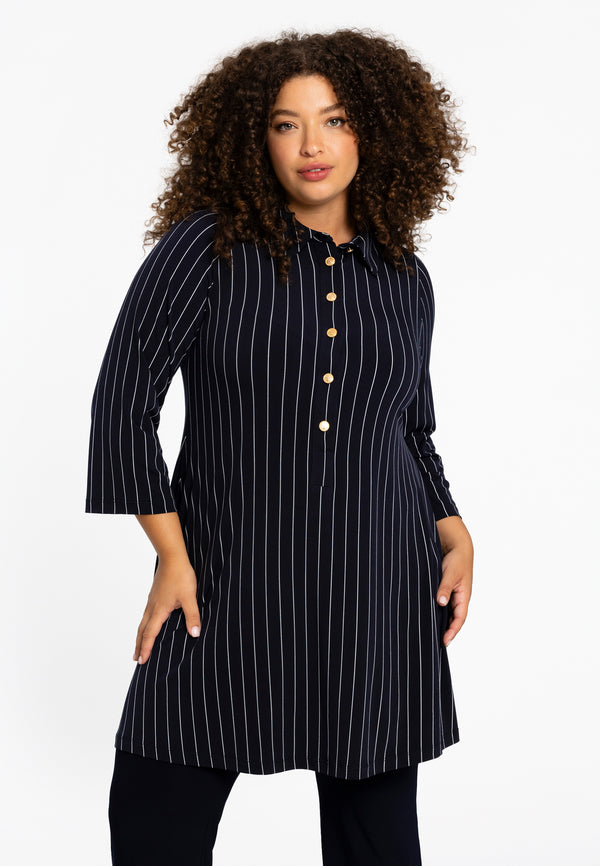 yoek Polo wide bottom DOLCE PINSTRIPE - Blauw