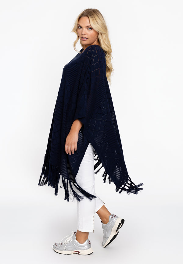 Yoek Poncho KNIT - Blauw
