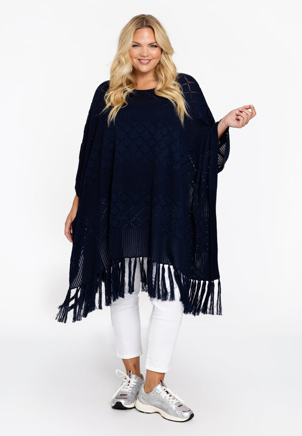 yoek Poncho KNIT - Blauw
