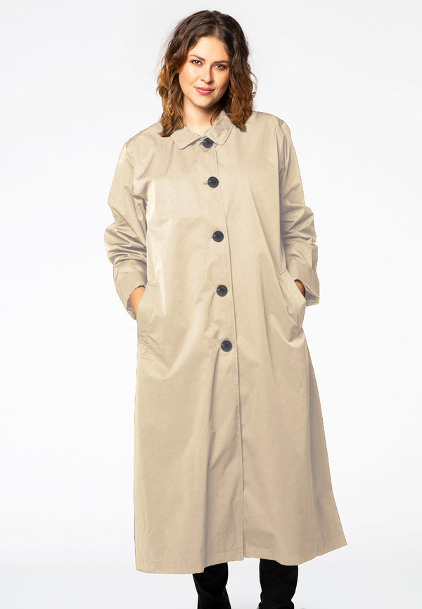 yoek Raincoat basic long - Bruin