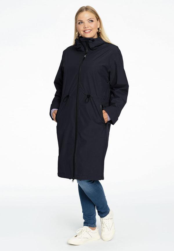 Yoek Regenjas Met Taillekoord - Blauw