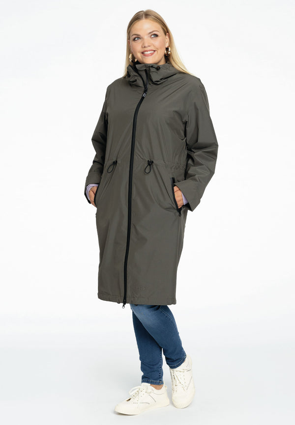 Yoek Regenjas Met Taillekoord - Groen