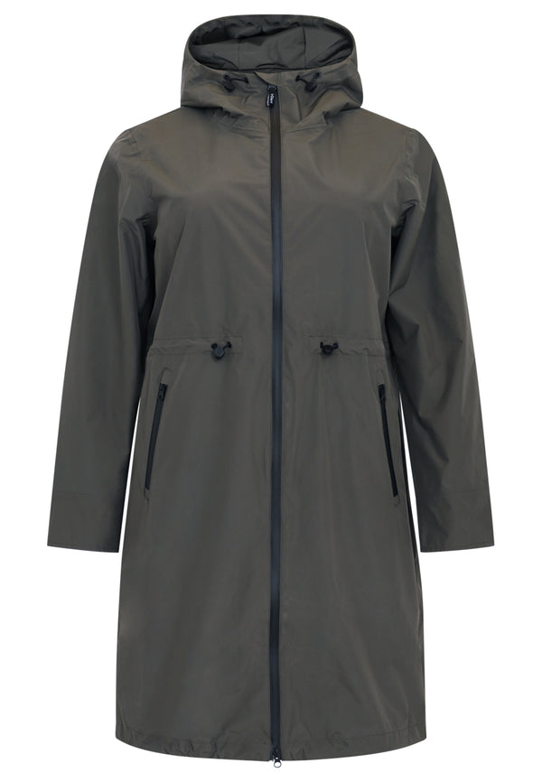 Yoek Regenjas Met Taillekoord - Groen