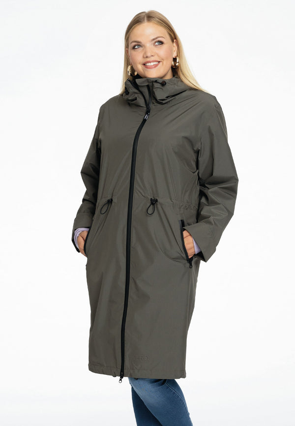 yoek Regenjas met taillekoord - Groen