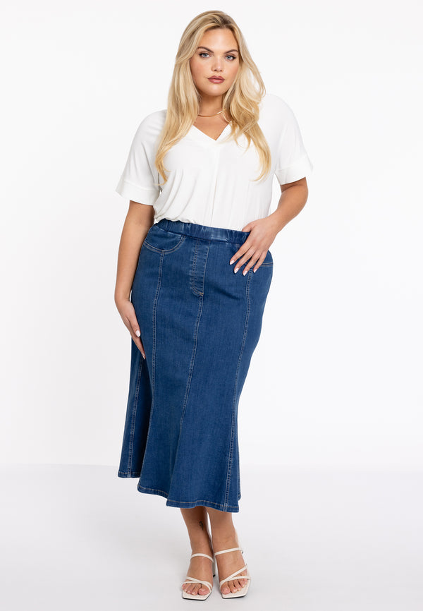 yoek Rok slim flared Denim - Indigo