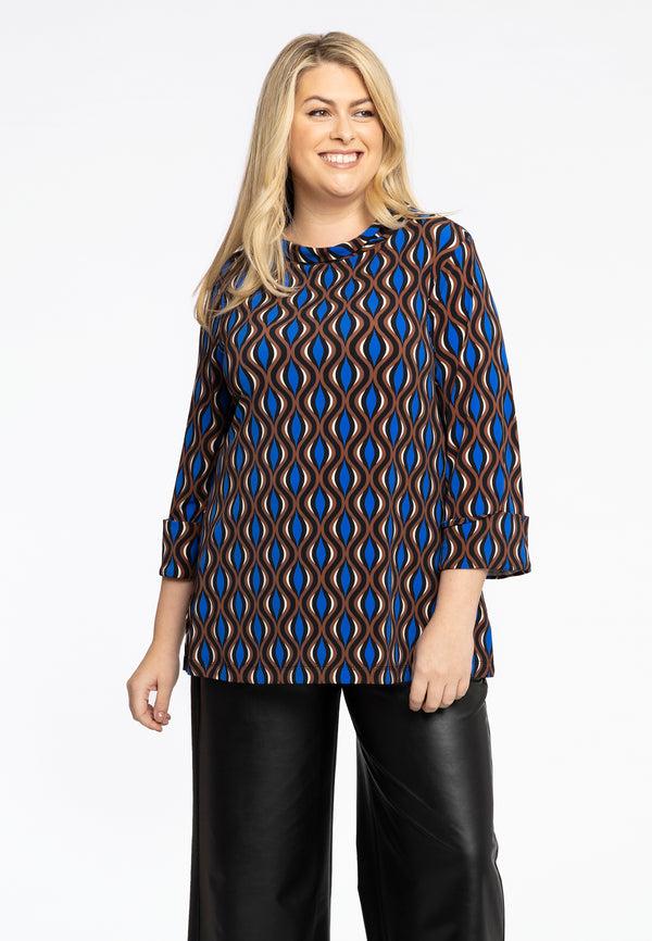 yoek Shirt A-lijn met col MEANDER - Bruin