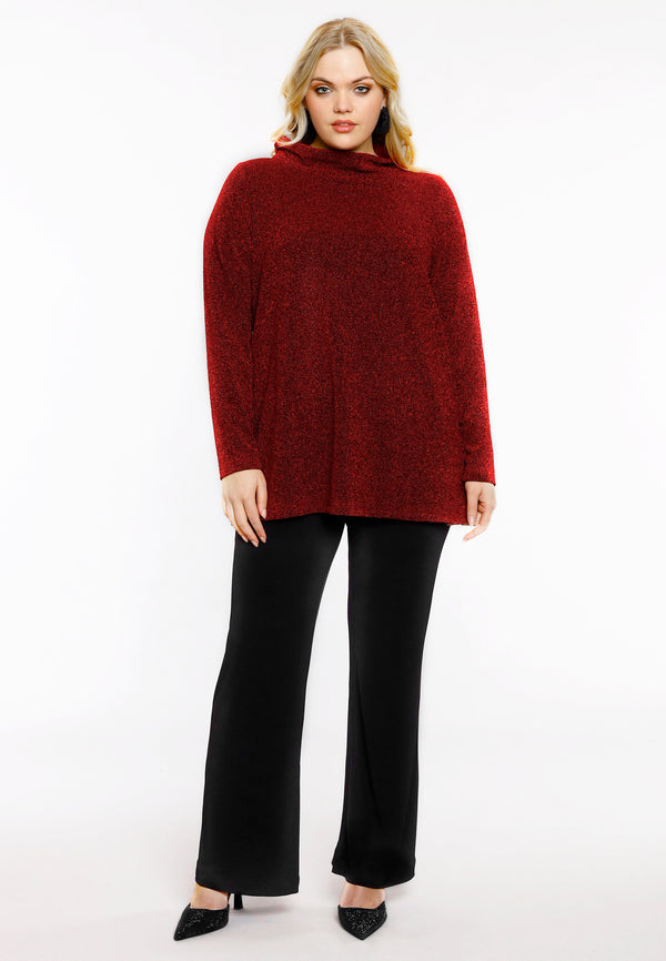 Yoek Shirt A-lijn Turtle Neck SPARKLE - Rood