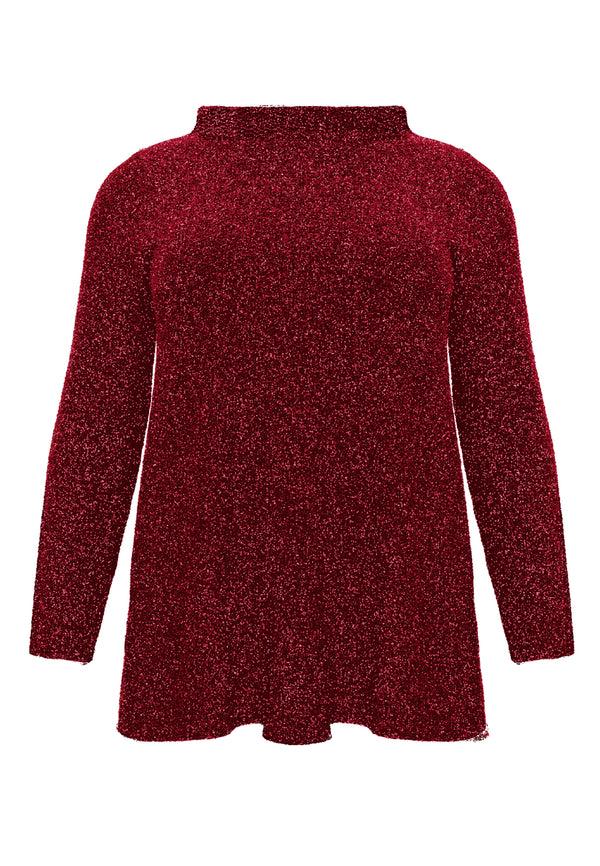 Yoek Shirt A-lijn Turtle Neck SPARKLE - Rood
