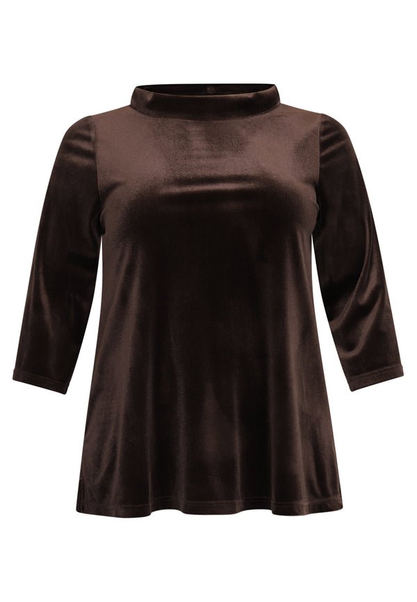 Yoek Shirt A-lijn VELVET - Bruin