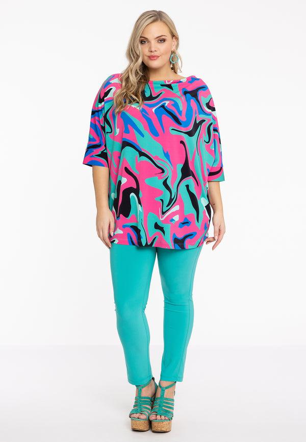 Yoek Shirt Kimono Mouw GROOVY - Turquoise