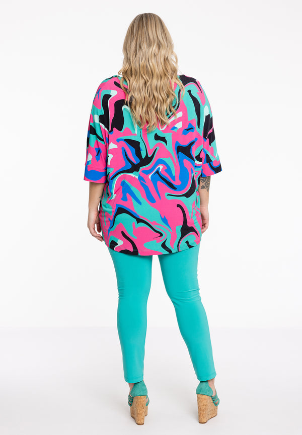 Yoek Shirt Kimono Mouw GROOVY - Turquoise