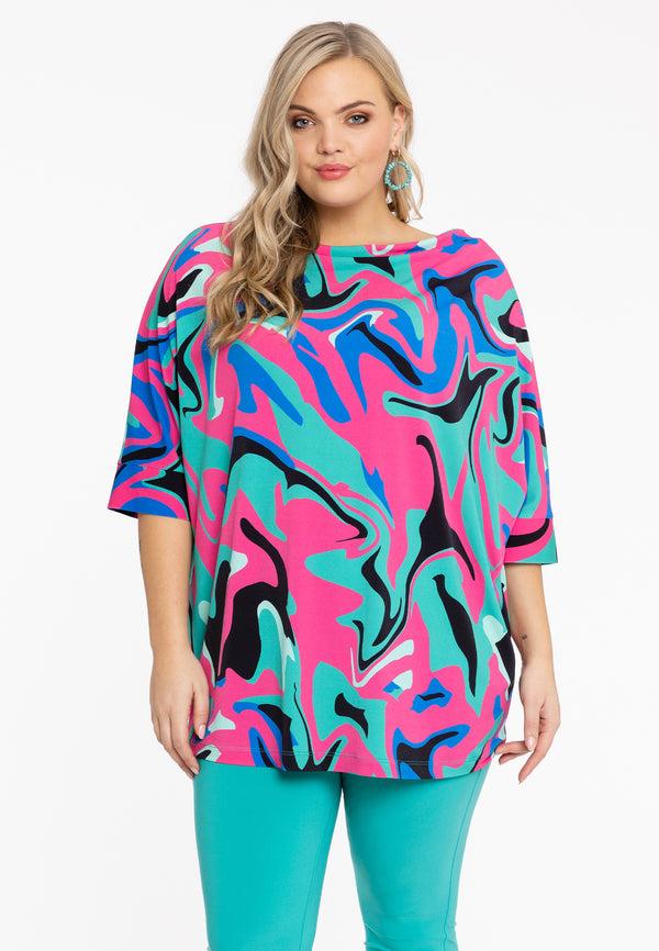 yoek Shirt kimono mouw GROOVY - Turquoise
