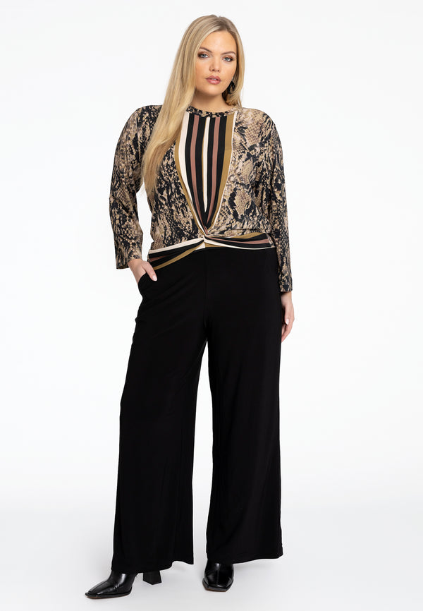 Yoek Shirt Met Knoop BOA - Bruin