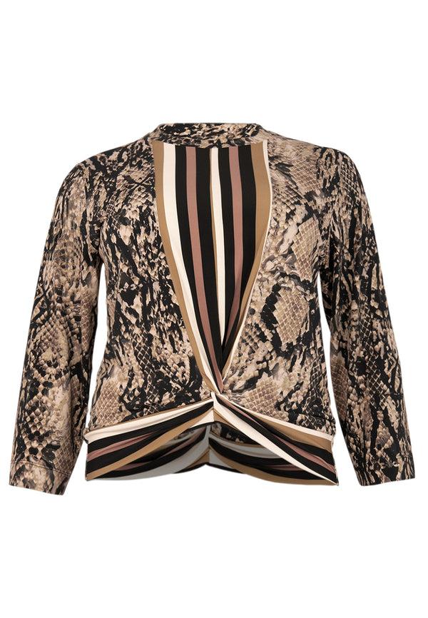 Yoek Shirt Met Knoop BOA - Bruin