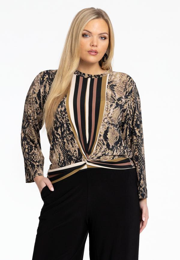 yoek Shirt met knoop BOA - Bruin