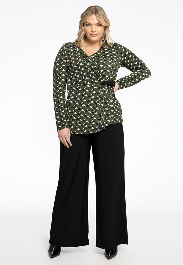 Yoek Shirt Met Overslag GEOMETRIC - Groen