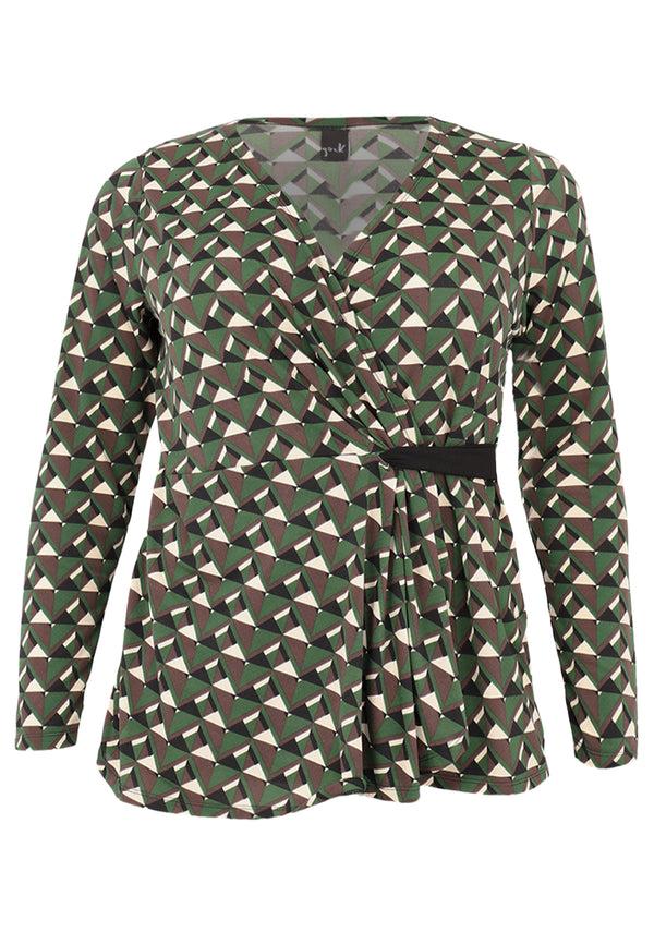 Yoek Shirt Met Overslag GEOMETRIC - Groen