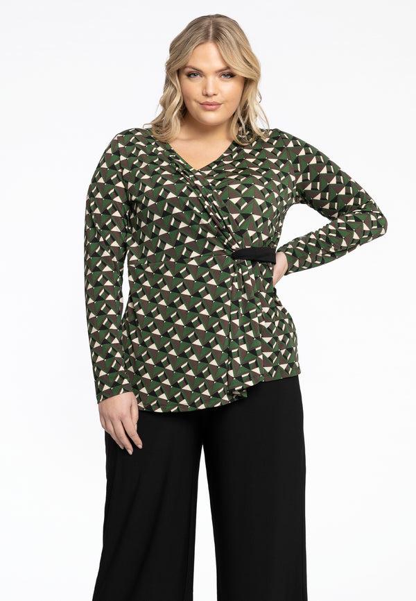yoek Shirt met overslag GEOMETRIC - Groen