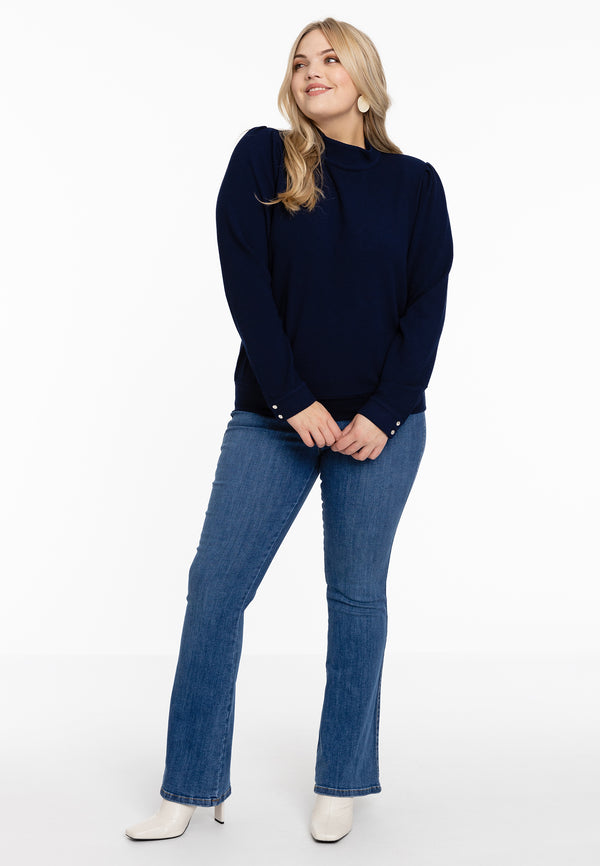 Yoek Shirt Met Pofmouw DIAGONAL - Blauw