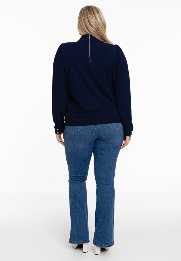 Yoek Shirt Met Pofmouw DIAGONAL - Blauw