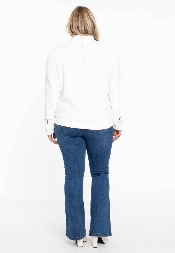 Yoek Shirt Met Pofmouw DIAGONAL - Ecru