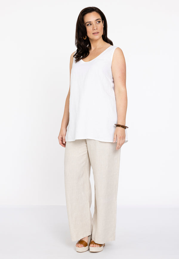 Yoek Singlet Flare LINEN - Wit