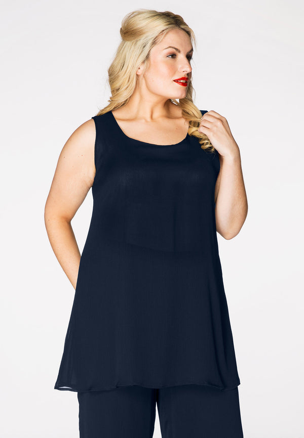 yoek Singlet flare uni VOILE - Blauw