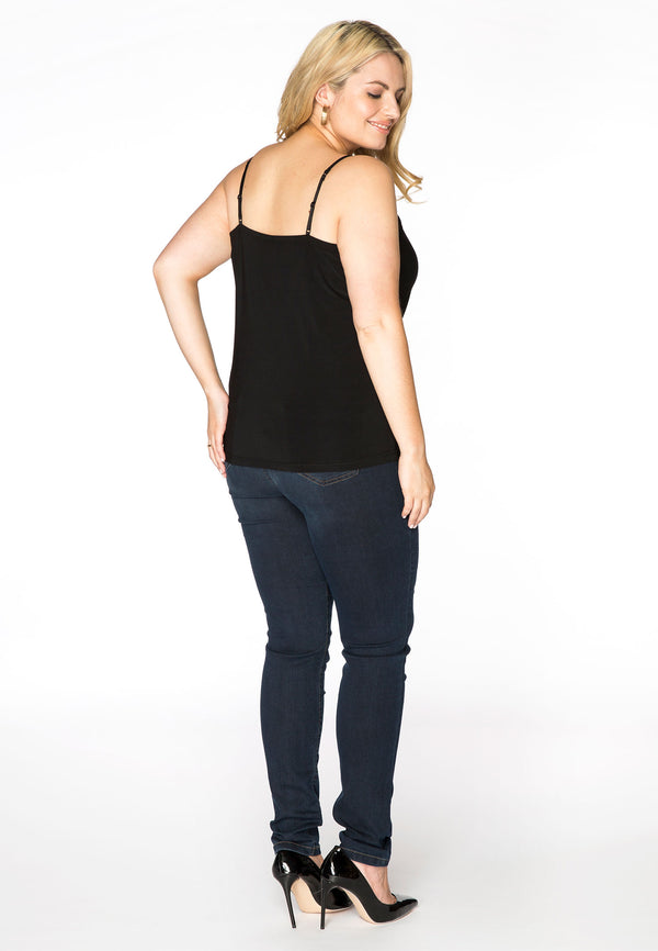 Yoek Singlet Spaghetti Bandjes DOLCE - Zwart