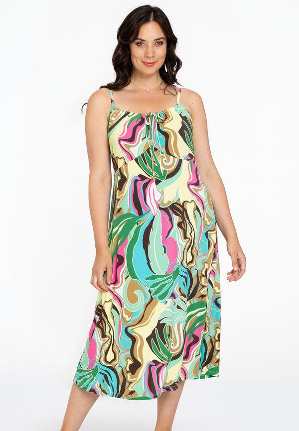 yoek Spaghetti-jurk FANTASIA - Geel