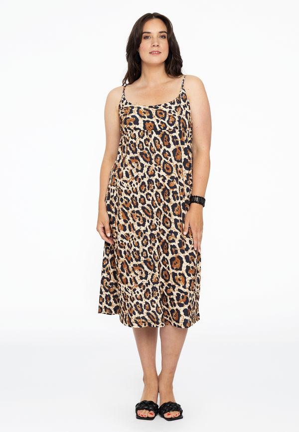 Yoek Spaghetti Jurk LEOPARD - Light Brown