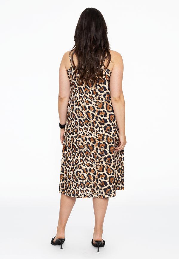 Yoek Spaghetti Jurk LEOPARD - Light Brown