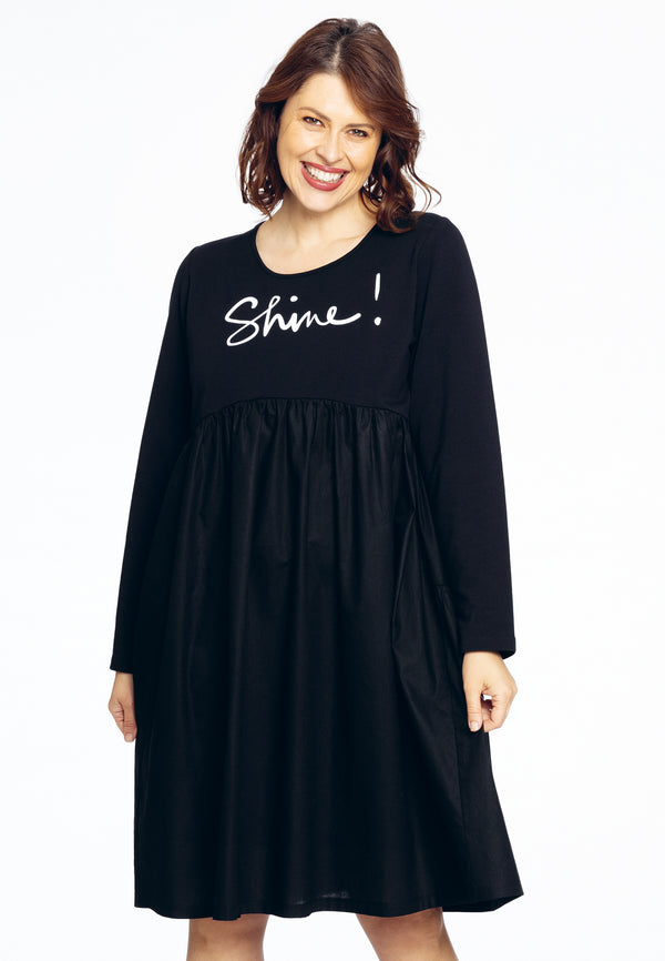 yoek Sweater-jurk SHINE - Zwart