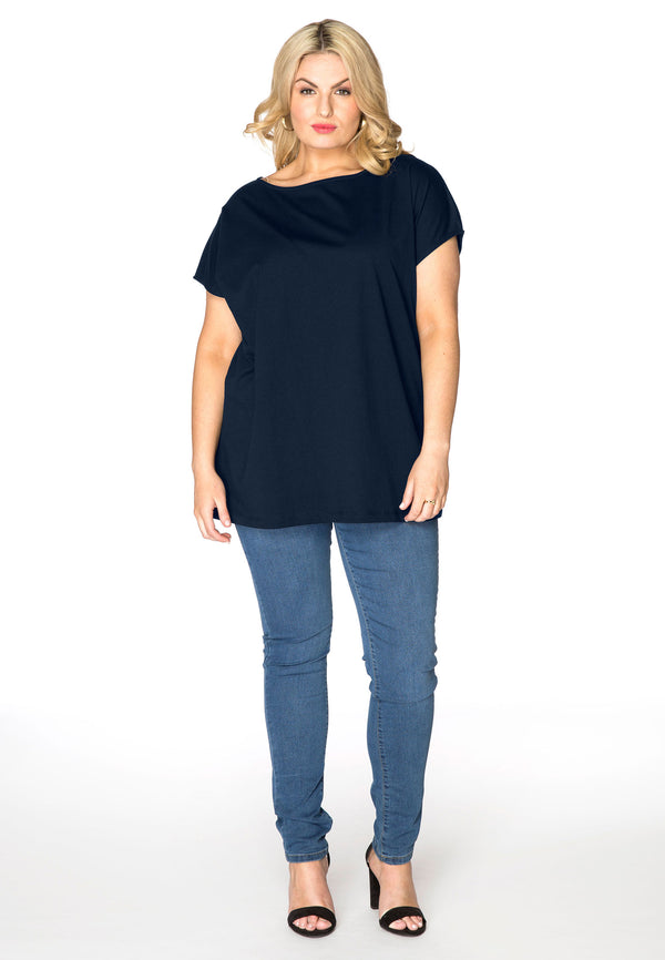 Yoek T-shirt Kapmouwen COTTON - Blauw