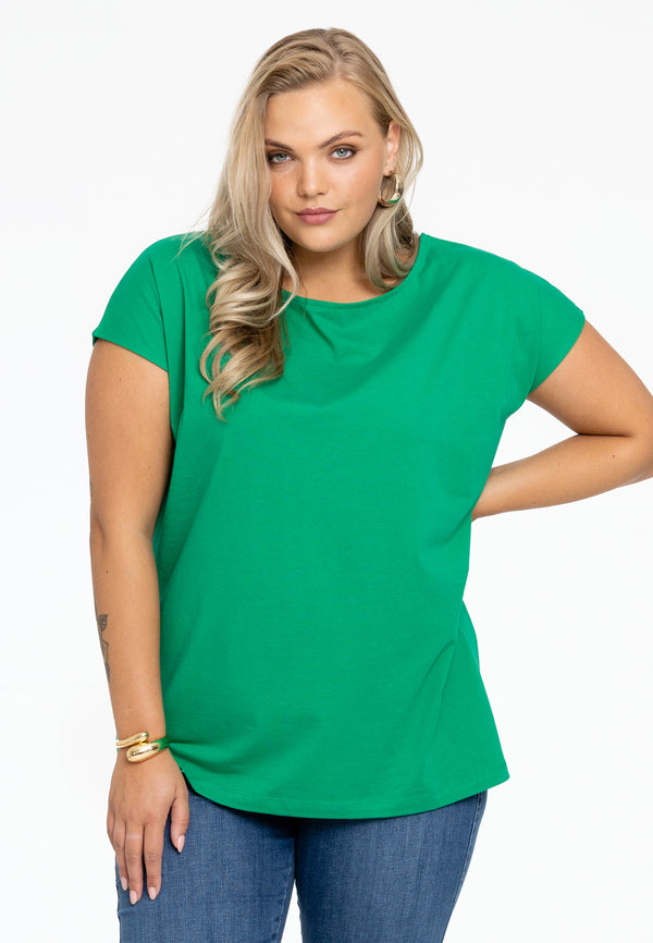 yoek T-shirt kapmouwen COTTON - Groen