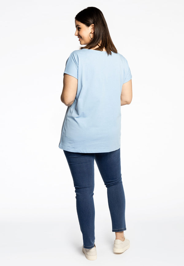 Yoek T-shirt Kapmouwen COTTON - Light Blue