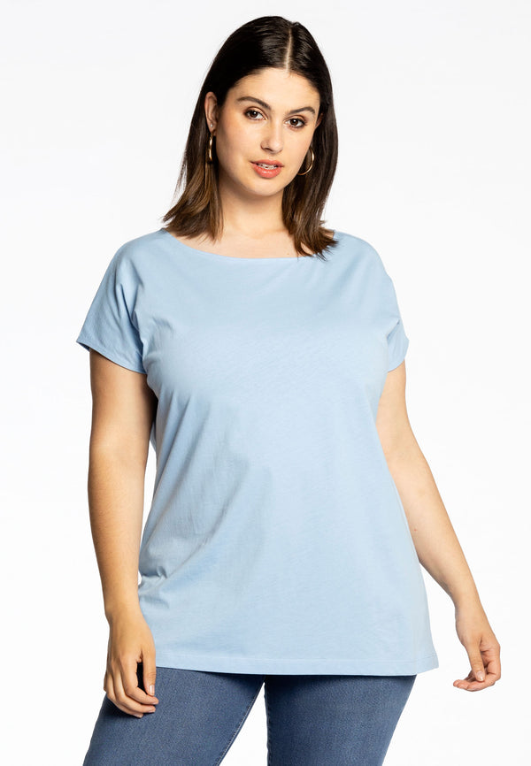 yoek T-shirt kapmouwen COTTON - light blue