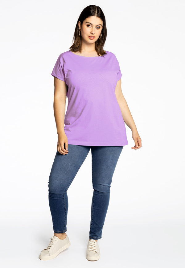 Yoek T-shirt Kapmouwen COTTON - Light Purple