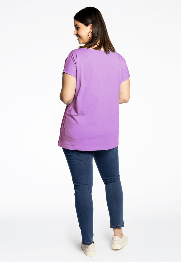 Yoek T-shirt Kapmouwen COTTON - Light Purple