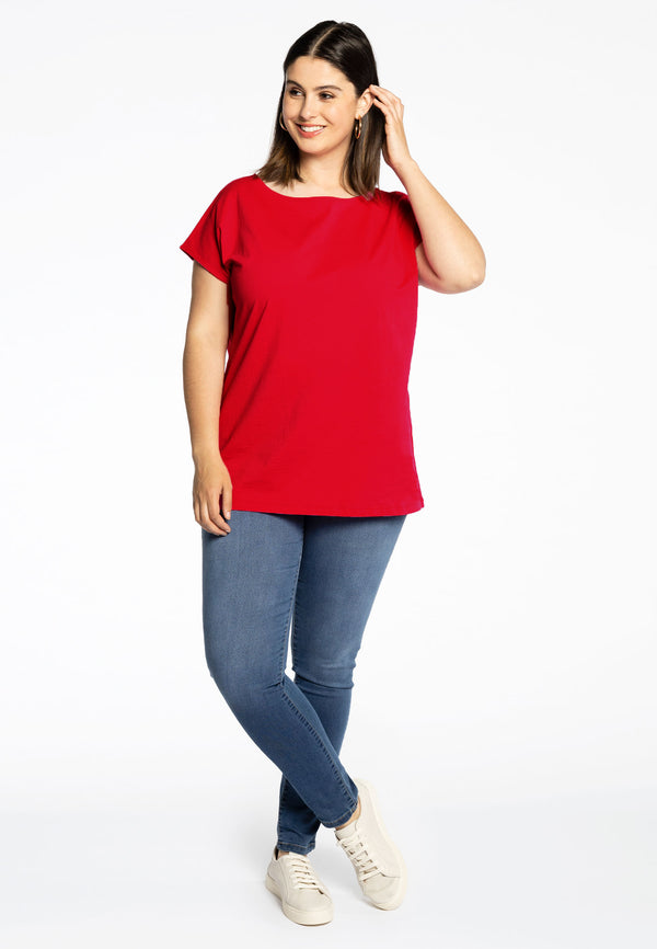 Yoek T-shirt Kapmouwen COTTON - Rood