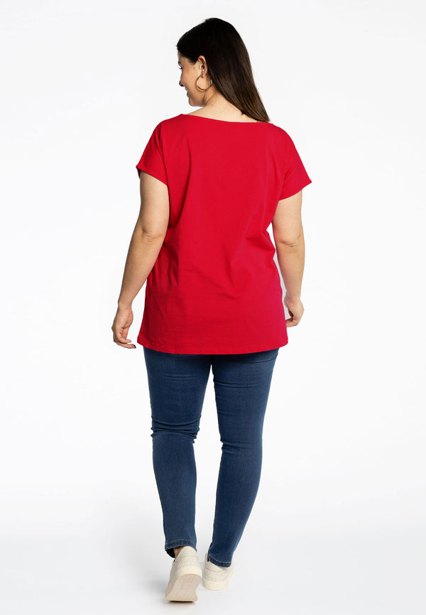 Yoek T-shirt Kapmouwen COTTON - Rood