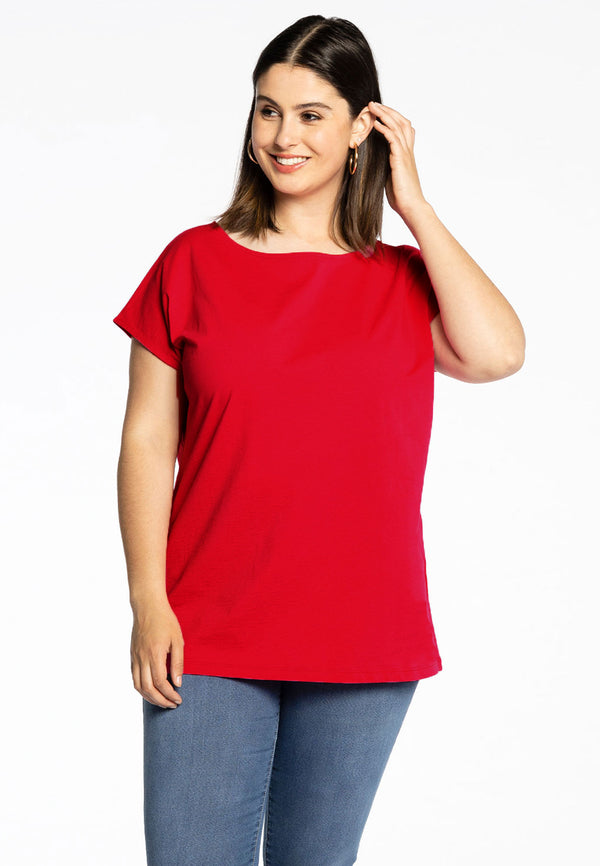 yoek T-shirt kapmouwen COTTON - Rood
